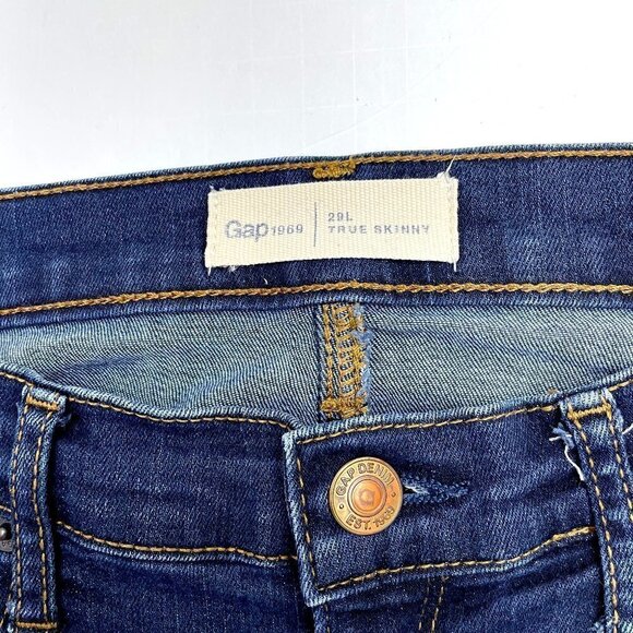 Gap 1969 Women's Jeans True Skinny Dark Wash size 8L length 31" - Picture 6 of 8